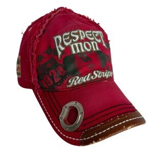Red Stripe Beer Baseball Hat + Bottle Opener Red Distressed Ball Cap Adjustable